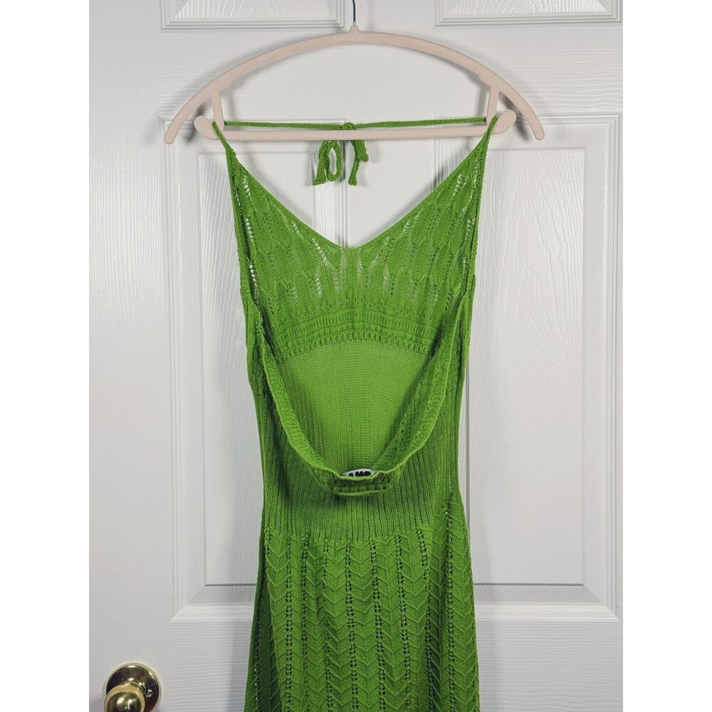 ALOHAS Womens Gabrielle Crochet Knit Maxi Dress M Green Resort Beach Vacation - Picture 6 of 11